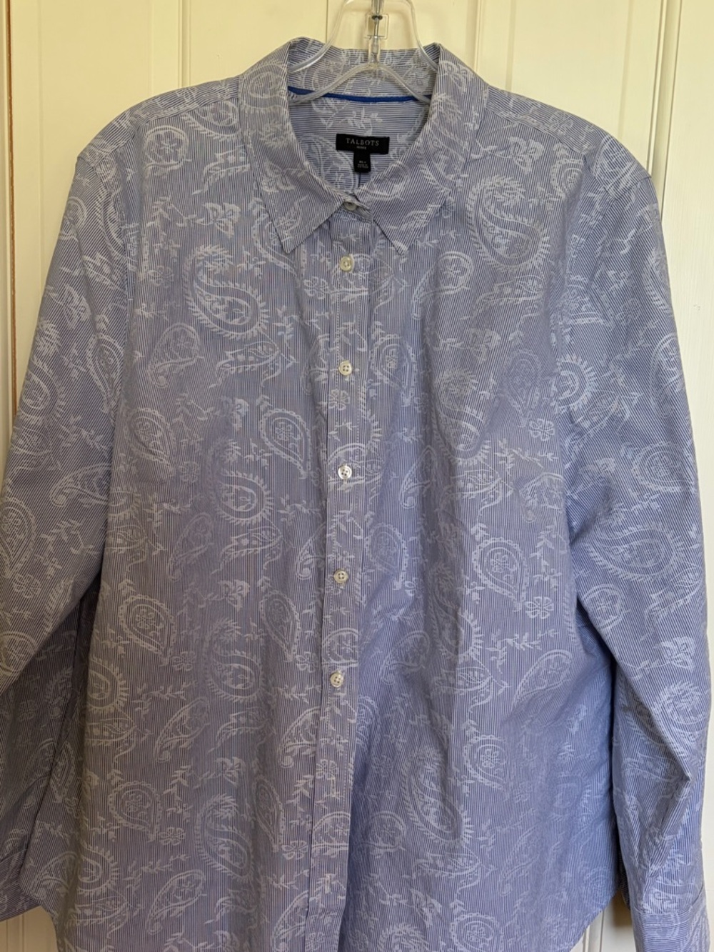 Talbots Blue and White Striped Petite Button-Up